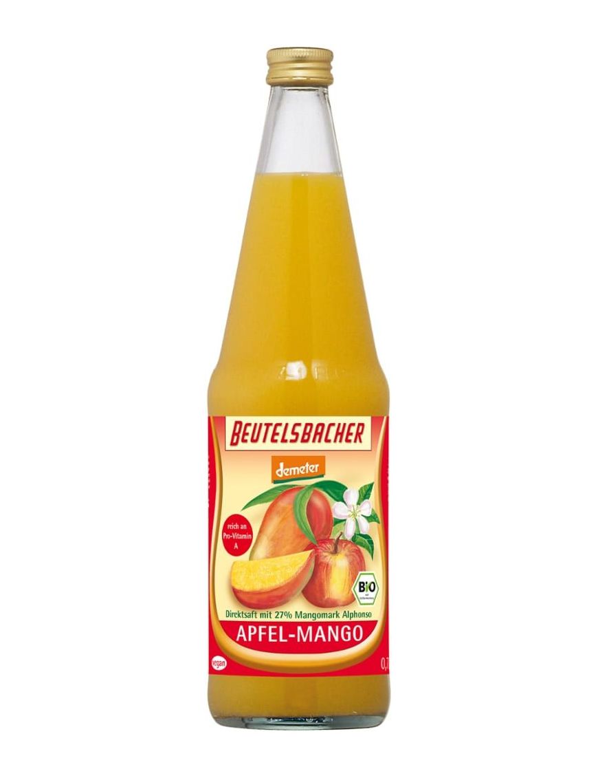 Beutelsbacher - Apfel-Mango Saft 6 Stück zu 700 ml (inkl. Pfand für Flaschen und Kiste)