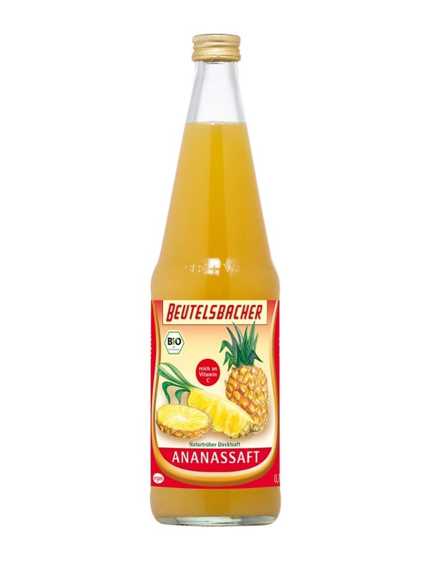 Beutelsbacher - Ananassaft 6 Stück zu 700 ml (inkl. Pfand für Flaschen und Kiste)