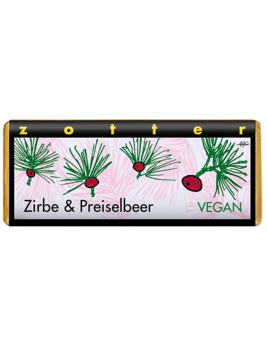 Zirbe & Preiselbeer vegan Zotter Schokolade