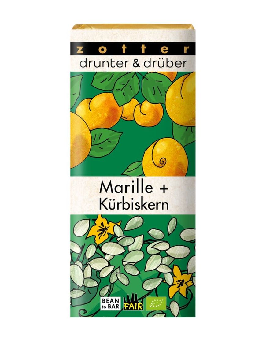drunter & drüber Marille + Kürbiskern Zotter Schokolade