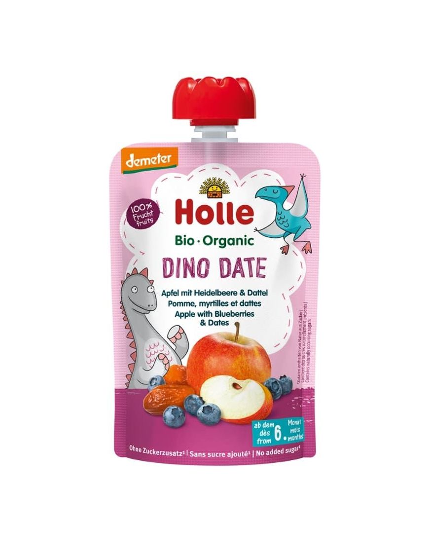 Dino Date Apfel mit Heidelbeeren und Dattel Holle