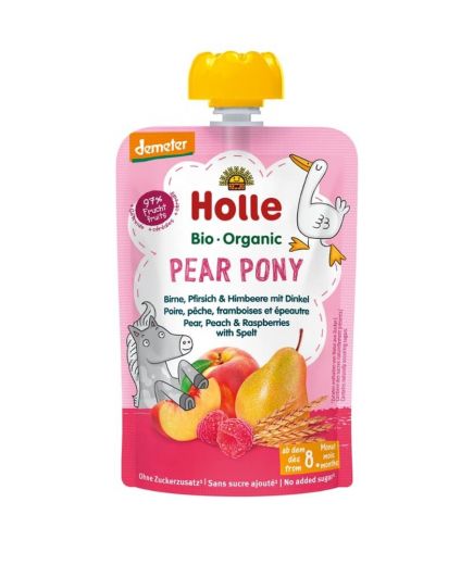 Pear Pony Birne, Pfirsich & Himbeere mit Dinkel Holle