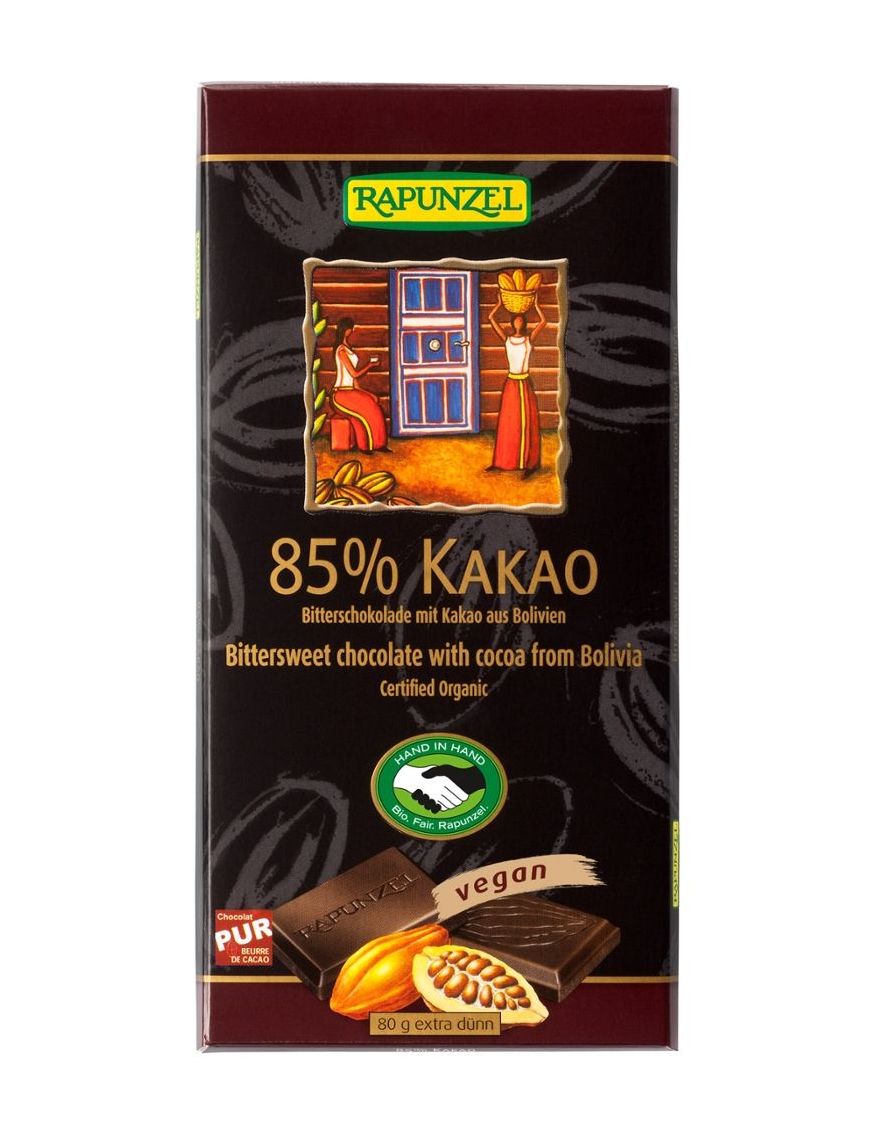 85% Kakao Bitterschokolade vegan Rapunzel