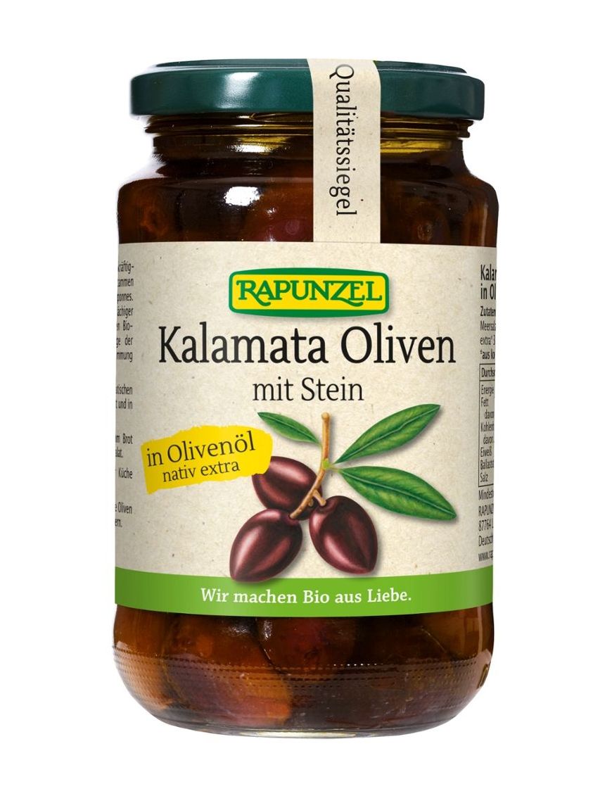 Kalamata Oliven mit Stein in Olivenöl Rapunzel