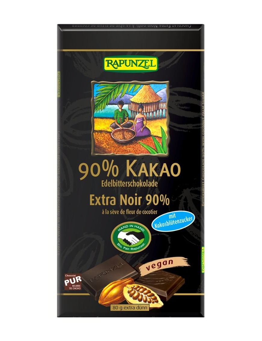 90% Kakao Edelbitterschokolade vegan Rapunzel