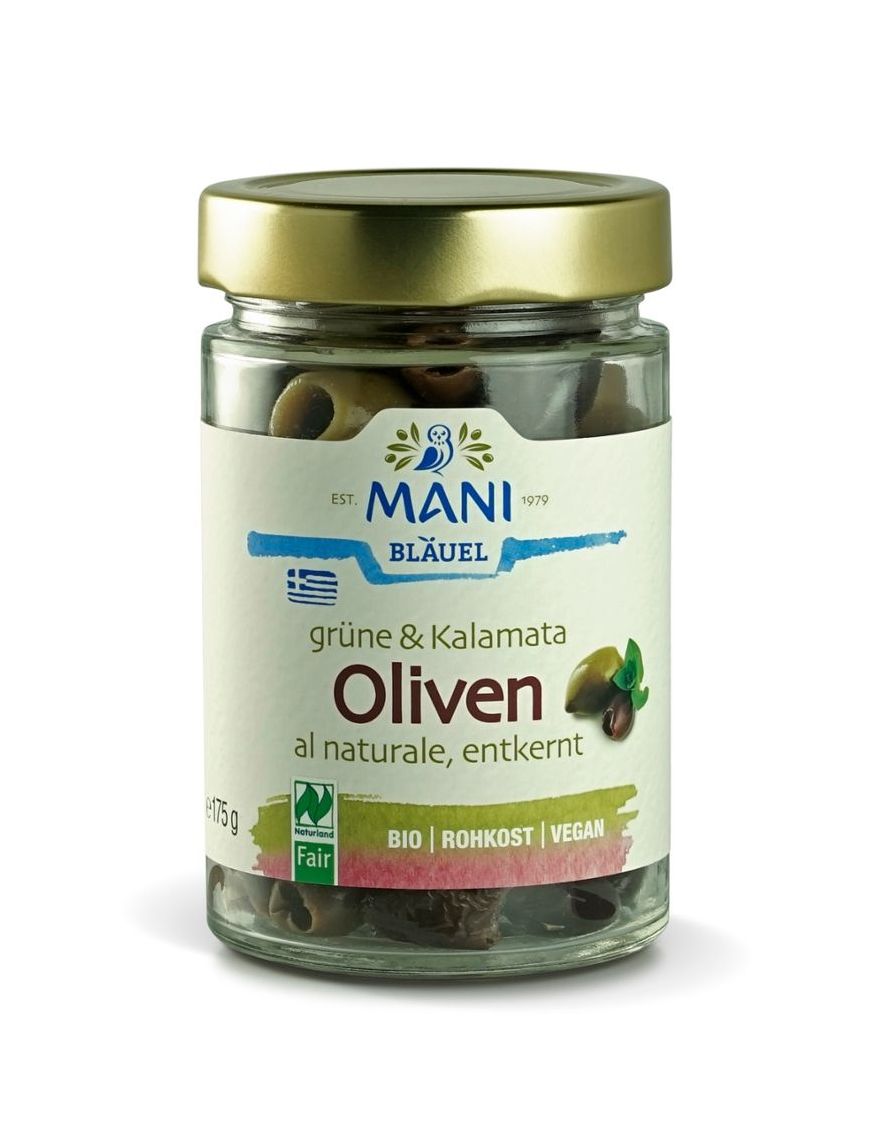 Grüne & Kalamata Oliven geölt mit Stein 6 Stück zu 175 g