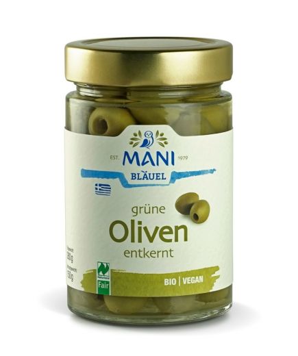 Grüne Oliven entkernt Mani