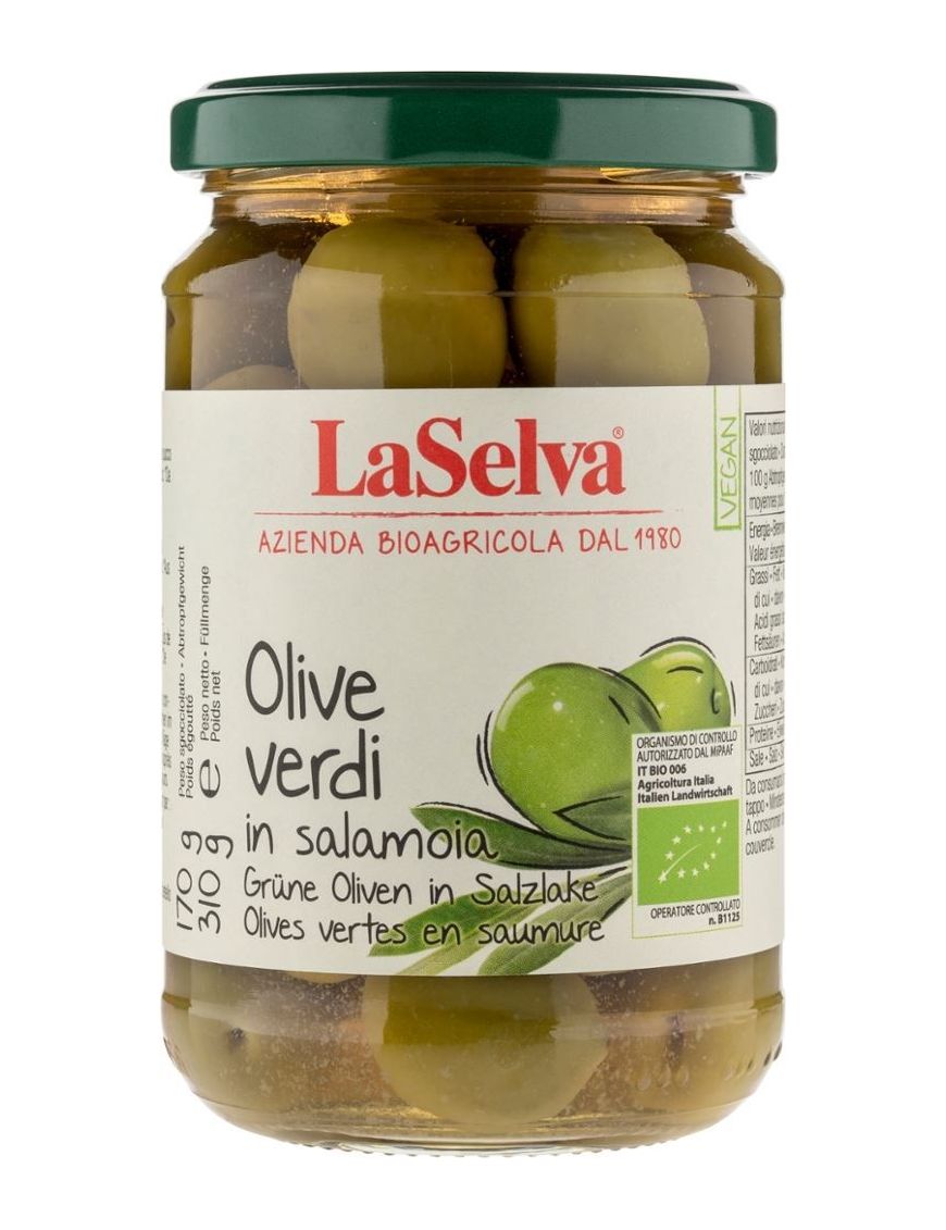 Olive verdi in salamoia Grüne Oliven in Salzlake LaSelva
