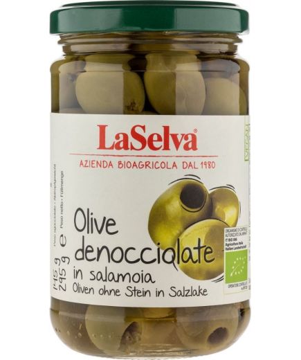 Olive denoccialate in salamoia Oliven ohne Stein in Salzlake LaSelva