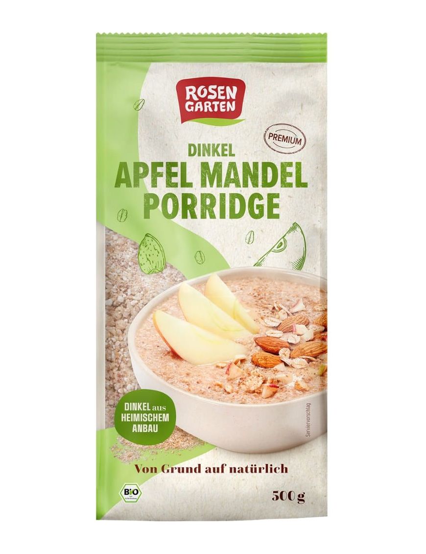 Dinkel Apfel Mandel Porridge Rosengarten