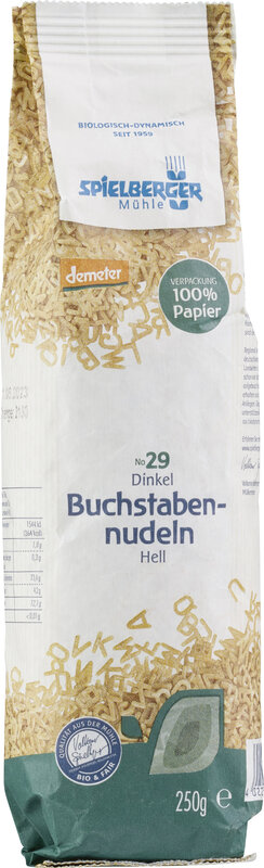 Spielberger Mühle - Dinkel Buchstabennudeln, hell 15 Stück zu demeter