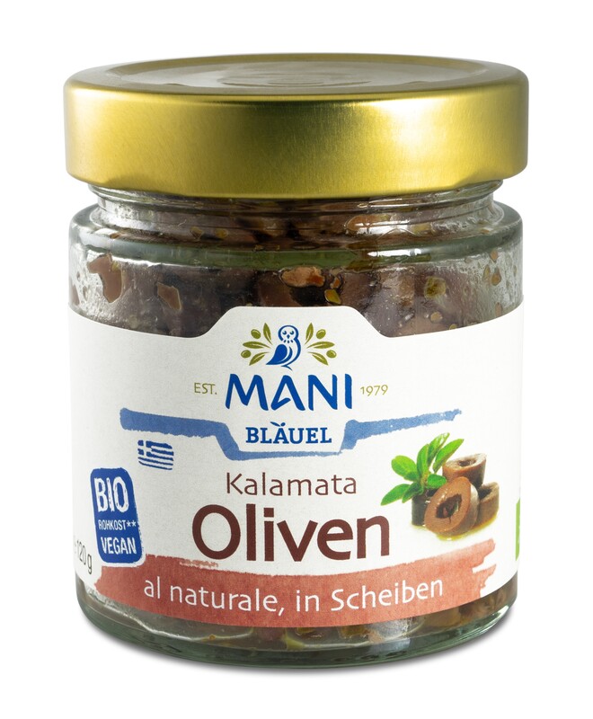 MANI® - Kalamata Oliv al naturale, Scheiben, bio 6 Stück zu NL Fair