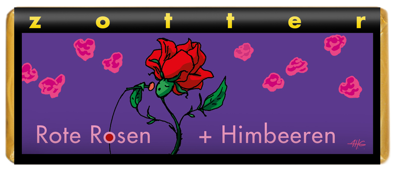 Zotter Schokolade - Rote Rosen + Himbeeren 10 Stück zu 70 g