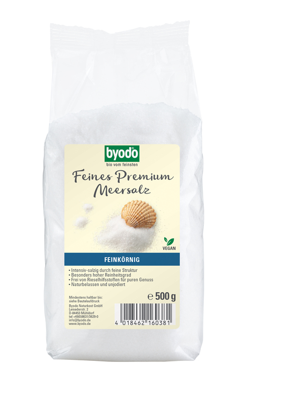 Byodo - Premium Meersalz, feinkörnig 6 Stück zu 500 g