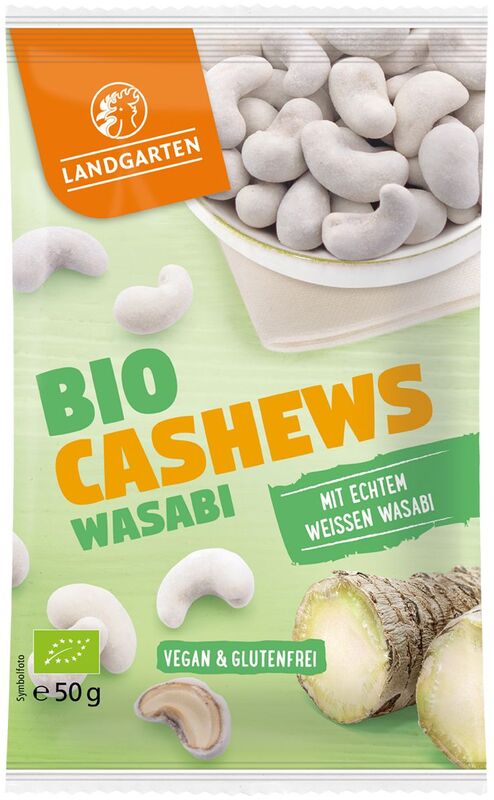 Landgarten - Bio Cashews Wasabi 10 Stück zuLandgarten - Bio Cashews Wasabi