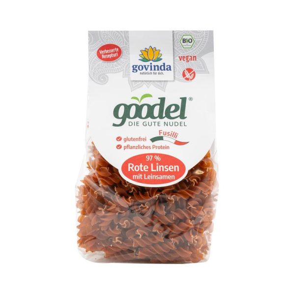 Govinda Goodel-Fusilli-Rote-Linsen-mit-Leinsamen
