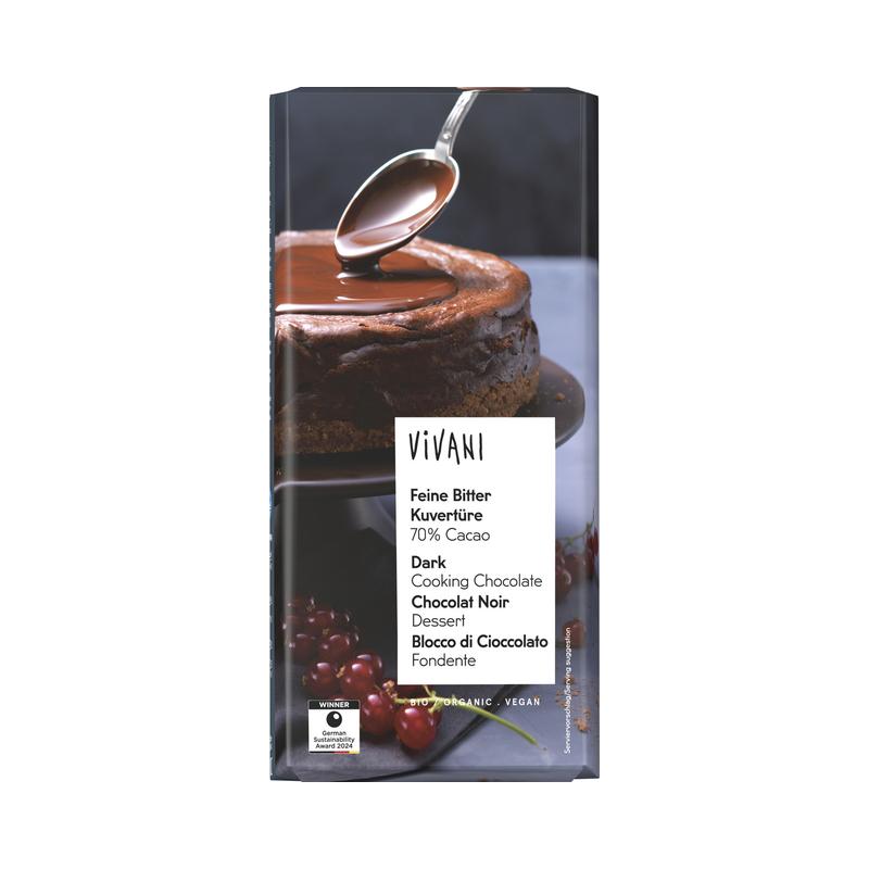 Vivani Schokolade Feine Bitter Kuvertüre 70% Cacao 12 Stück zu 150 g