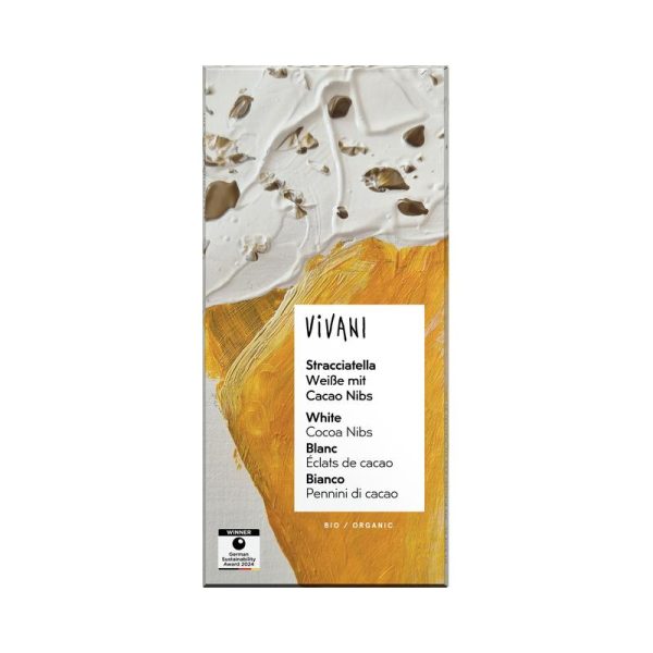Vivani Schokolade Stracciatella Weiße mit Cacao Nibs 10 Stück zu 80 g