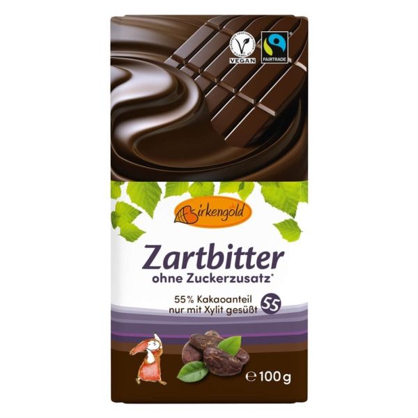 Zartbitter ohne Zuckerzusatz Birkengold