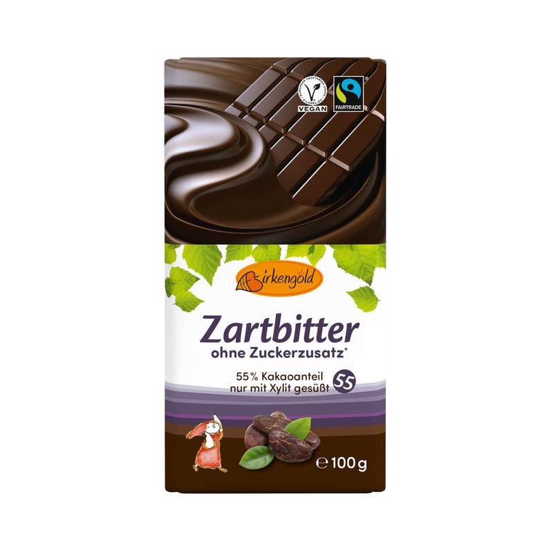 Zartbitter ohne Zuckerzusatz Birkengold