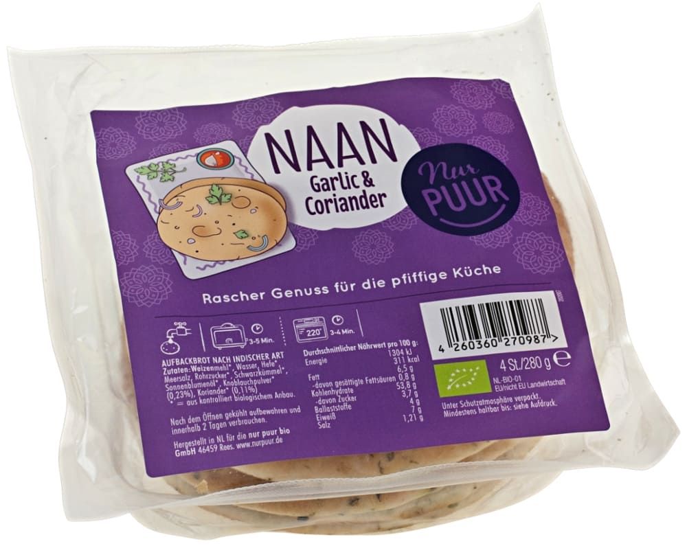 Naan Garlic & Coriander Nur Puur