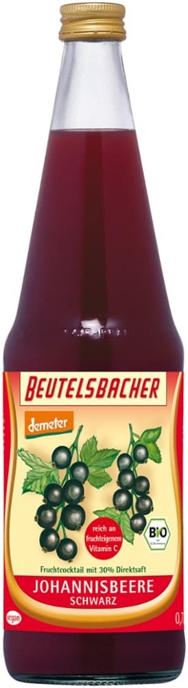 Beutelsbacher - Schwarzer Johannisbeer Früchte Saft 6 Stück zu 700 ml (inkl. Pfand für Flaschen und Kiste)