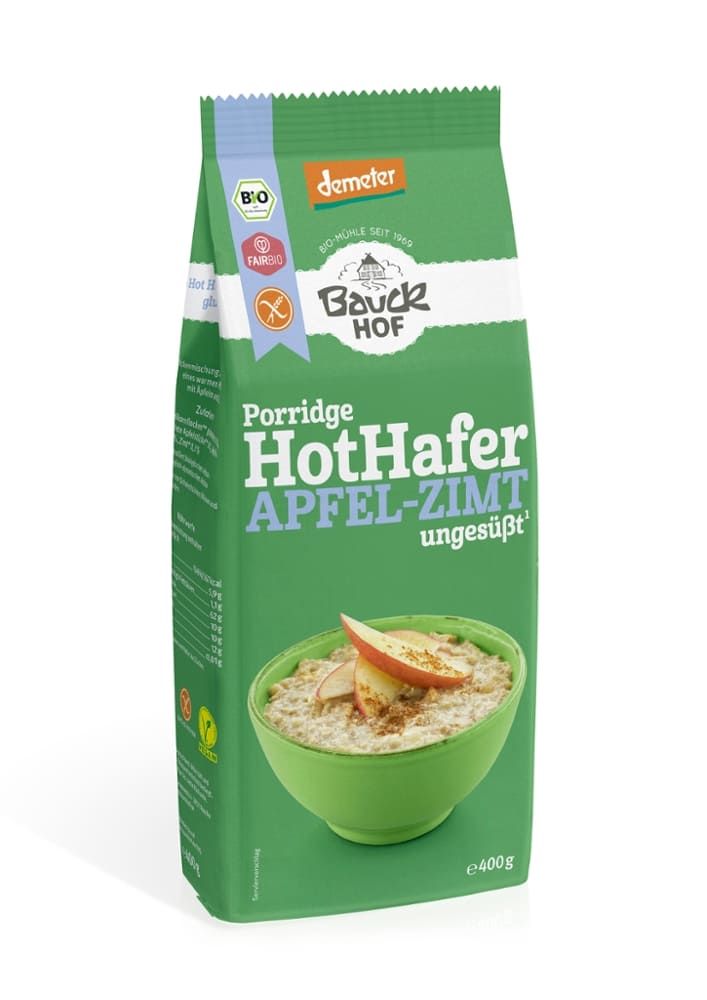 Bauckhof - Porridge HotHafer Apfel-Zimt ungesüßt 6 Stück zu 400 g