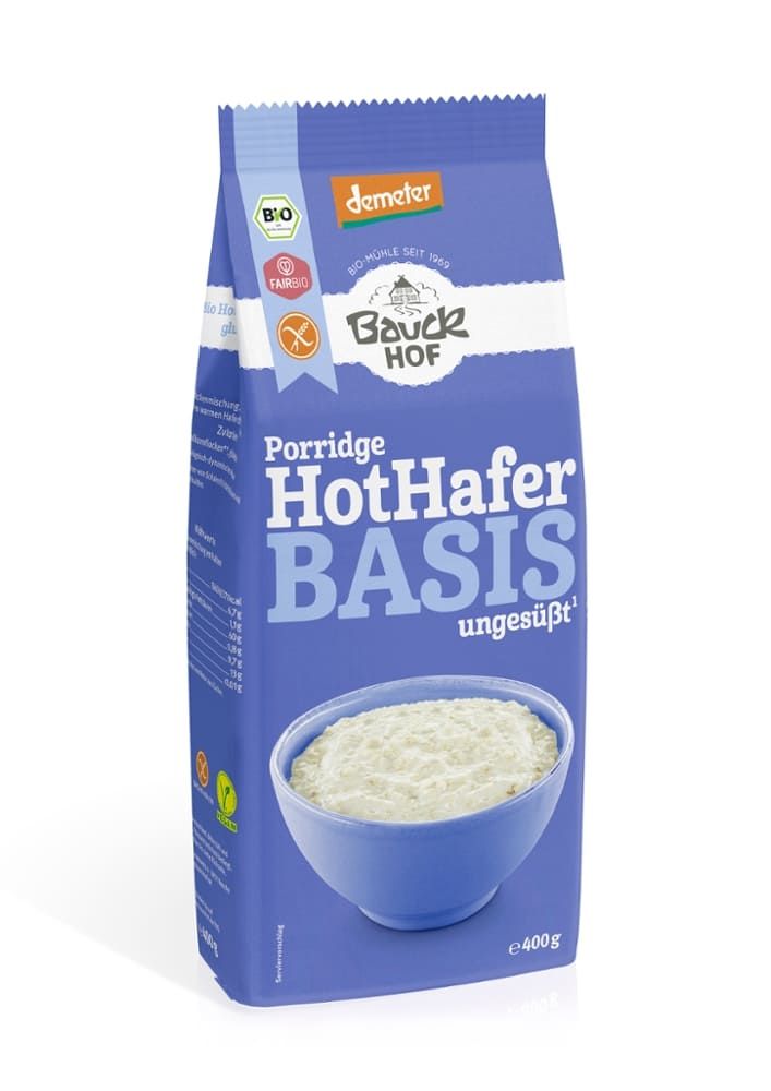 Bauckhof - Porridge HotHafer Basis ungesüßt 6 Stück zu 400 g