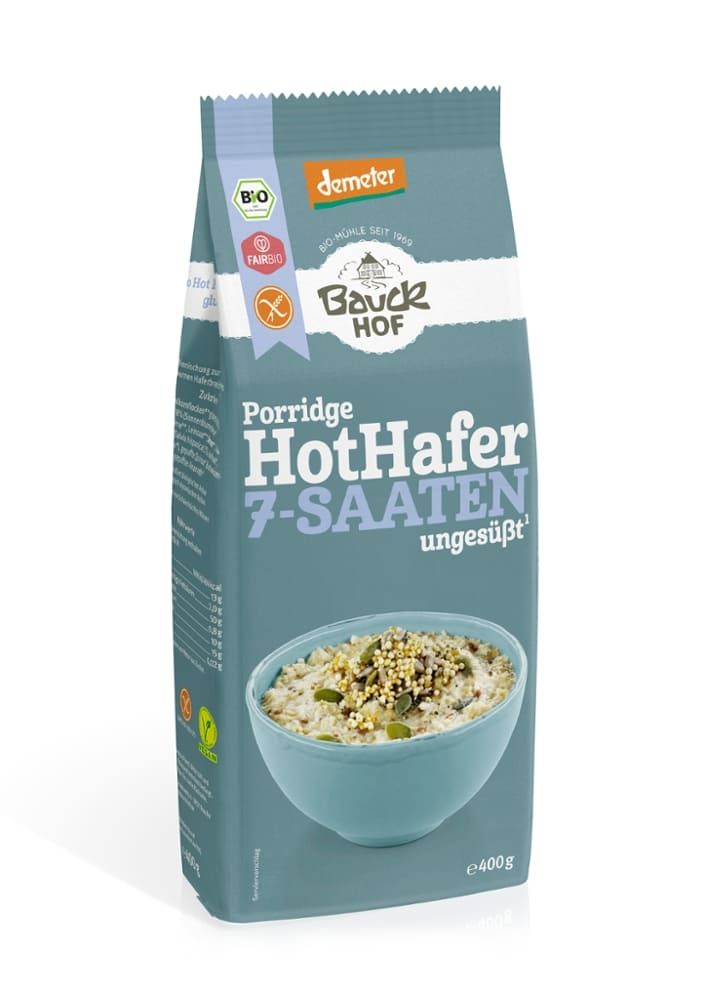 Bauckhof - Porridge HotHafer 7-Saaten ungesüßt 6 Stück zu 400 g