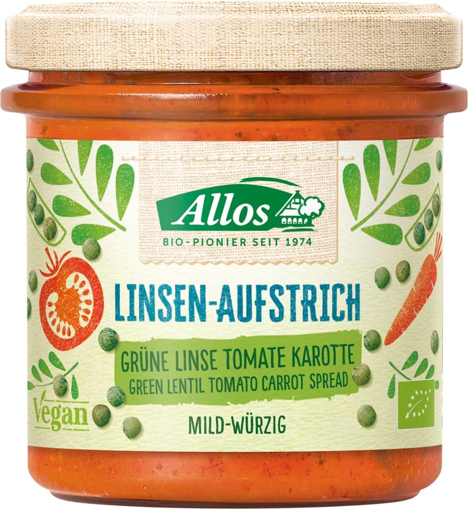 Linsen-Aufstrich Grüne Linse Tomate Karotte Allos