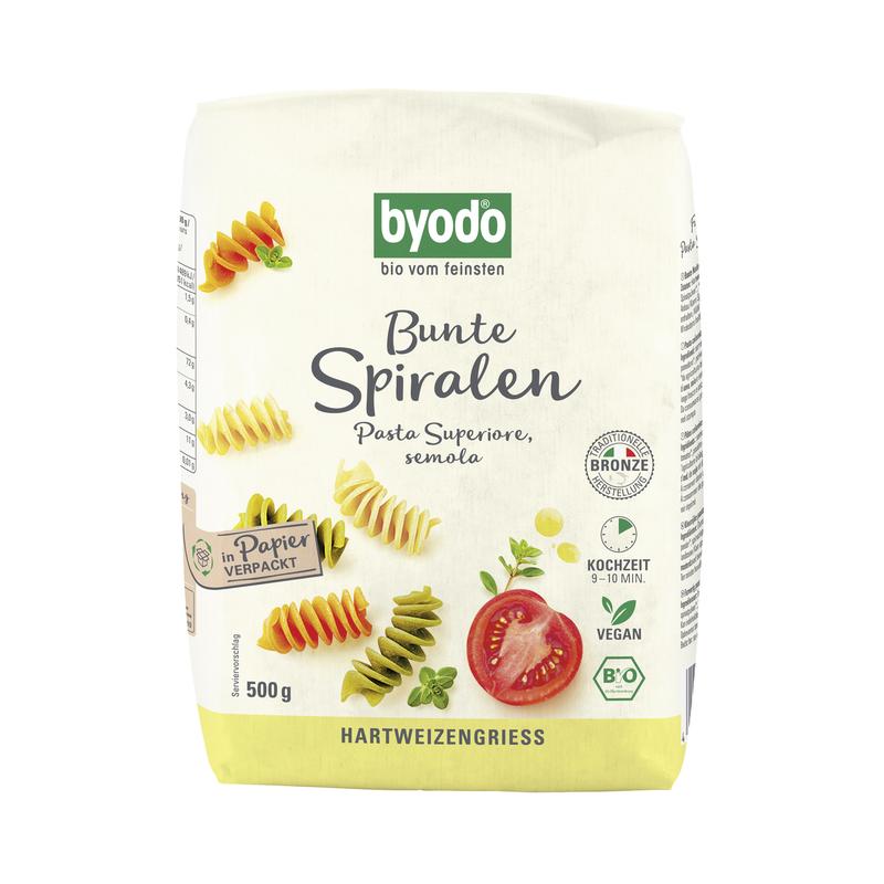 Bunte Spiralen Hartweizengriess Byodo