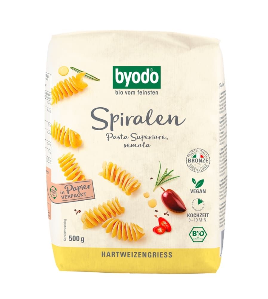 Byodo - Spiralen Hartweizengriess 12 Stück zu 500 g