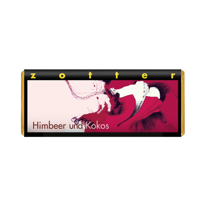 Himbeer und Kokos Zotter Schokolade