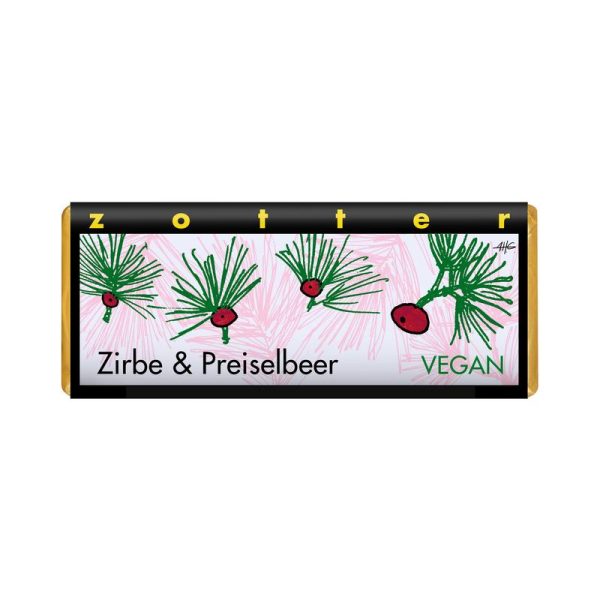 Zirbe & Preiselbeer vegan Zotter Schokolade