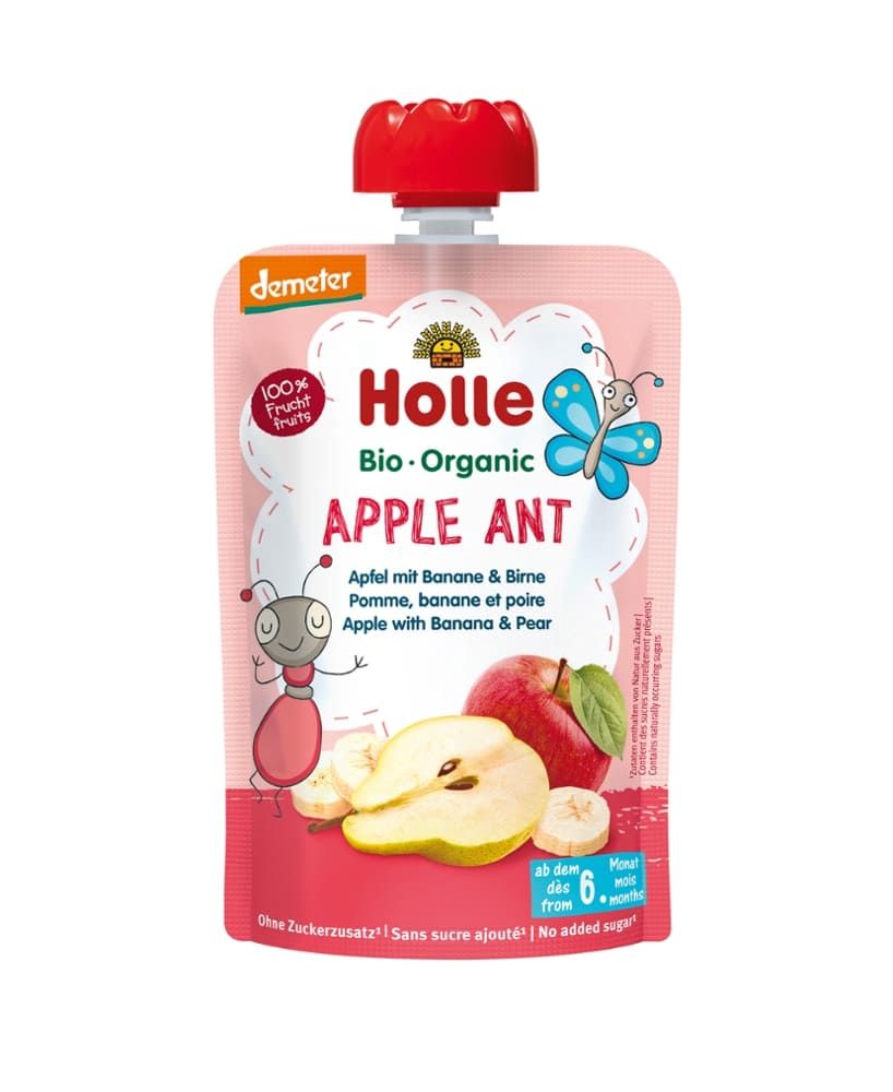 Holle - Apple Ant Apfel mit Banane & Birne 12 Stück zu 100 g