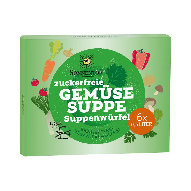 zuckerfreie Gemüsesuppe Suppenwürfel Sonnentor