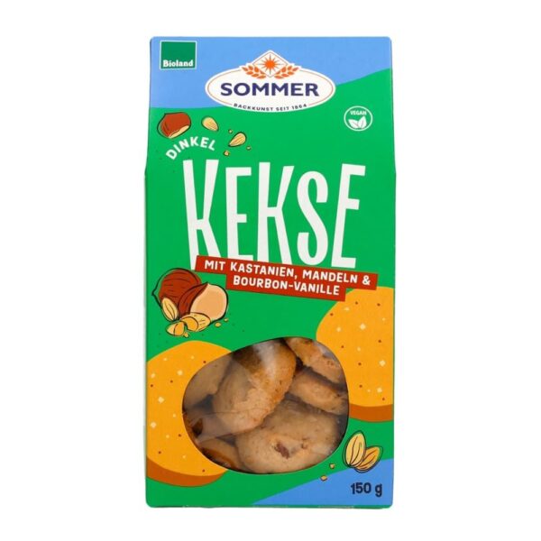 Dinkel Kekse mit Kastanien, Mandeln und Vanille Sommer