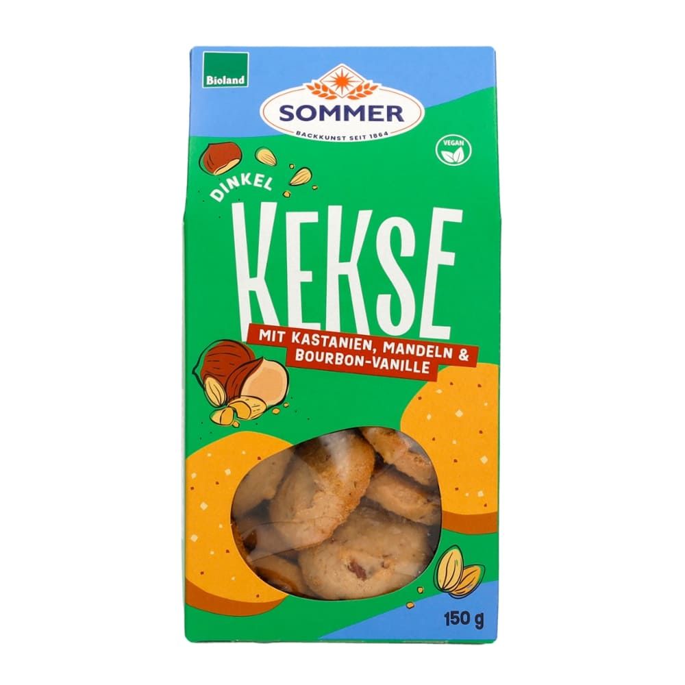 Sommer - Dinkel Kekse mit Kastanien, Mandeln und Vanille 6 Stück zu 150 g