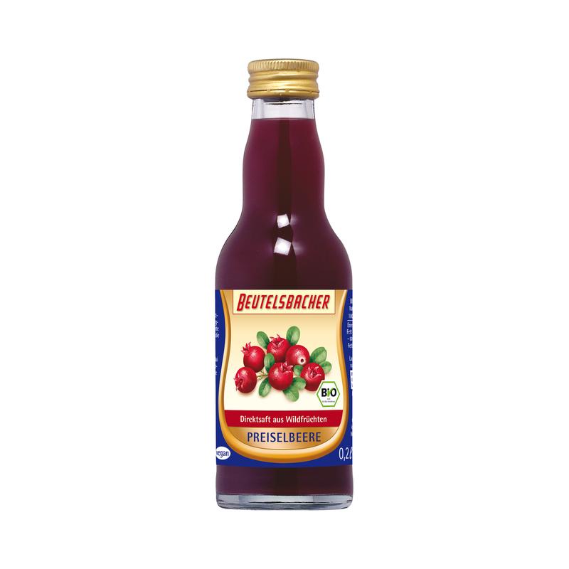 Beutelsbacher - Preiselbeersaft 12 Stück zu 200 ml (inkl. Pfand für Flaschen und Kiste)