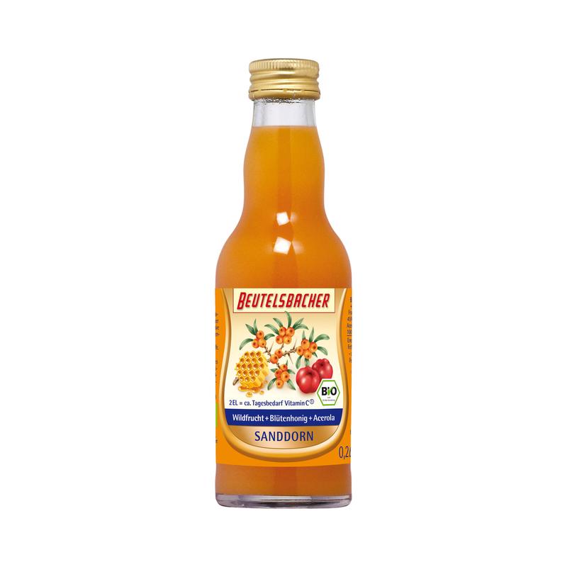 Beutelsbacher - Sanddorn + Honig Saft 12 Stück zu 200 ml (inkl. Pfand für Flaschen und Kiste)
