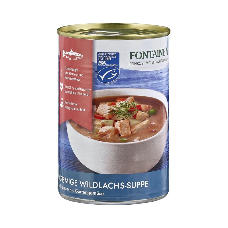 Cremige Wildlachs-Suppe Fontaine