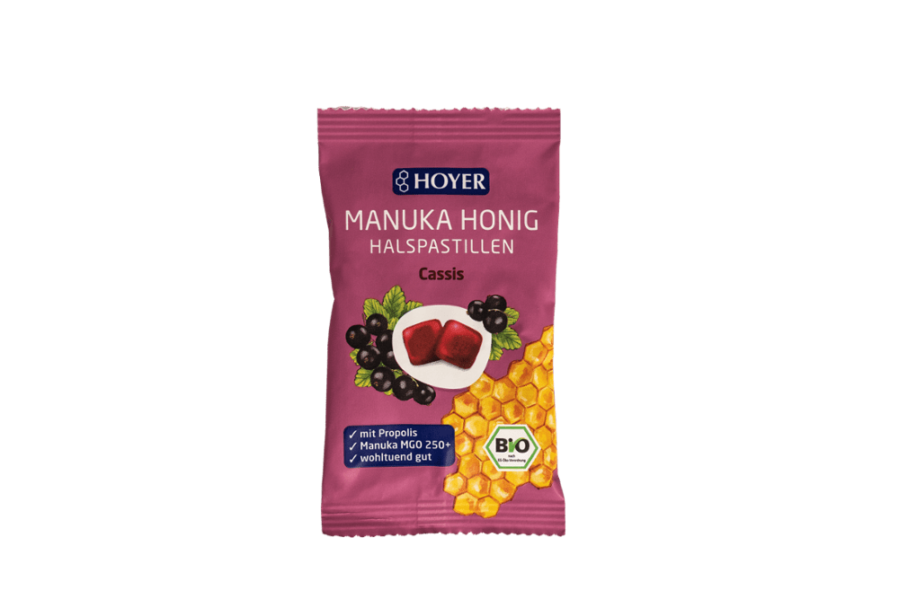 Manuka Honig Halspastillen Cassis Hoyer
