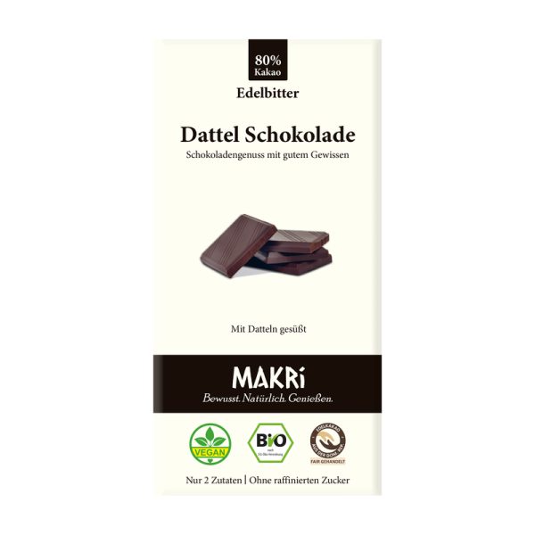 Dattel Schokolade Edelbitter 80% Kakao Makri