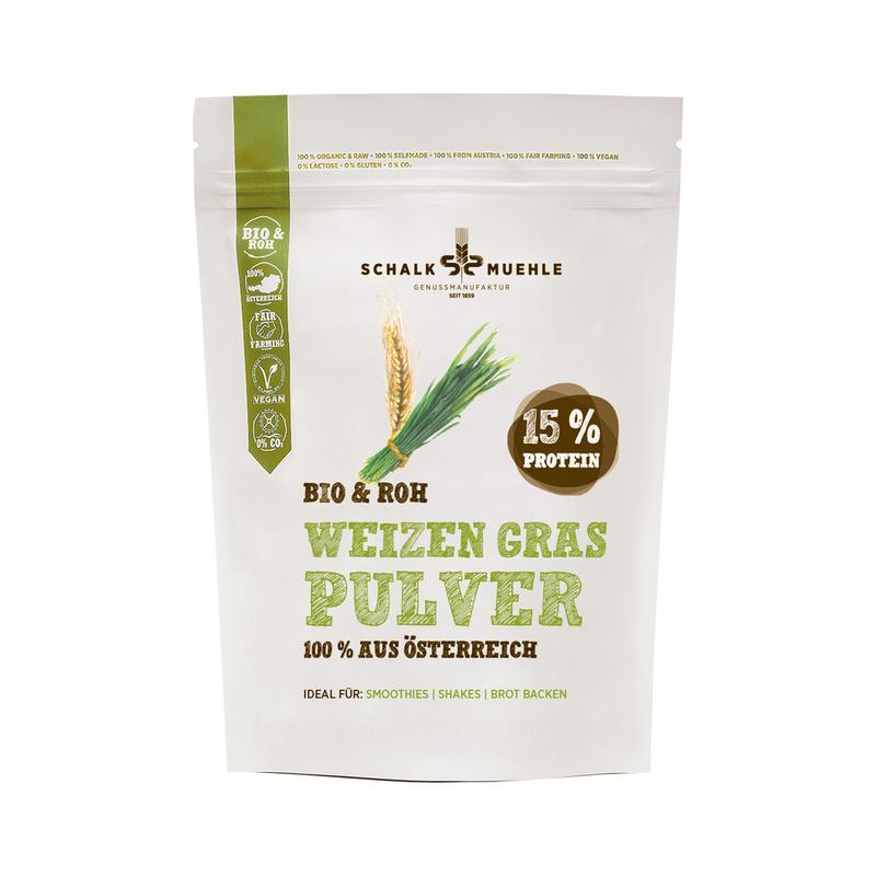 Bio & Roh Weizen Gras Pulver Schalk Mühle