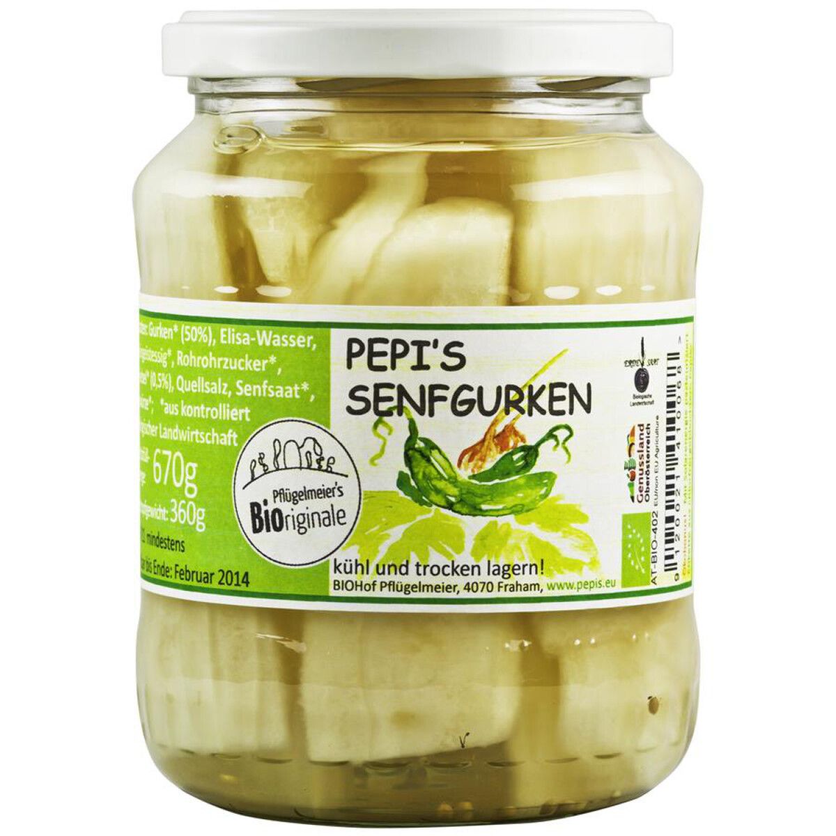 Biohof Pflügelmeier - Pepis Senfgurken 6 Stück zu 360 g