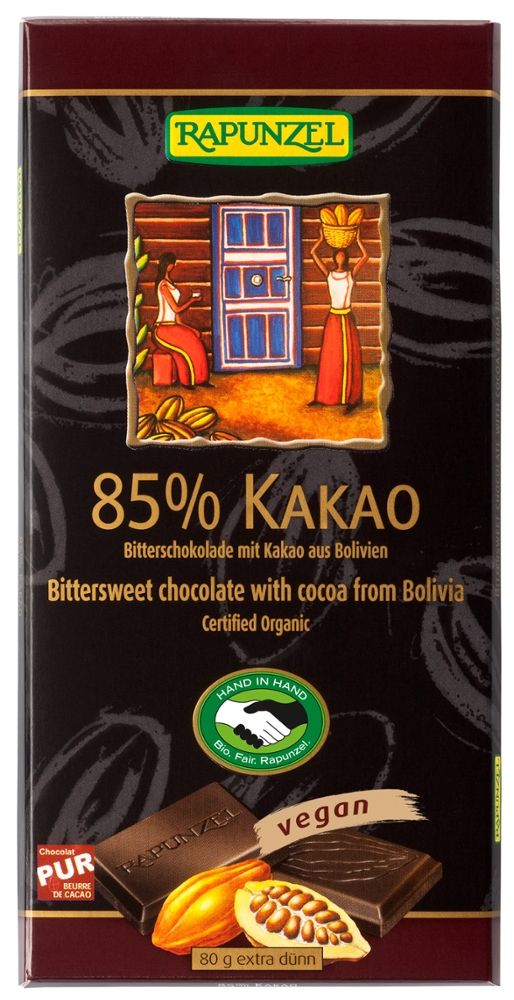 Rapunzel - 85% Kakao Bitterschokolade vegan 12 Stück zu 80 g