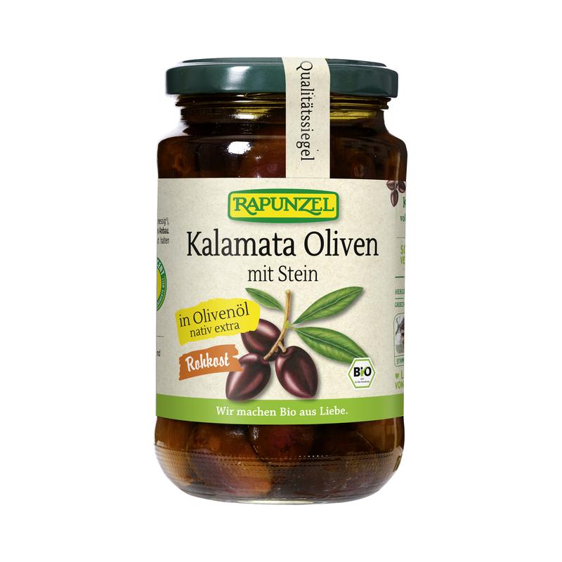 Kalamata Oliven mit Stein in Olivenöl Rapunzel