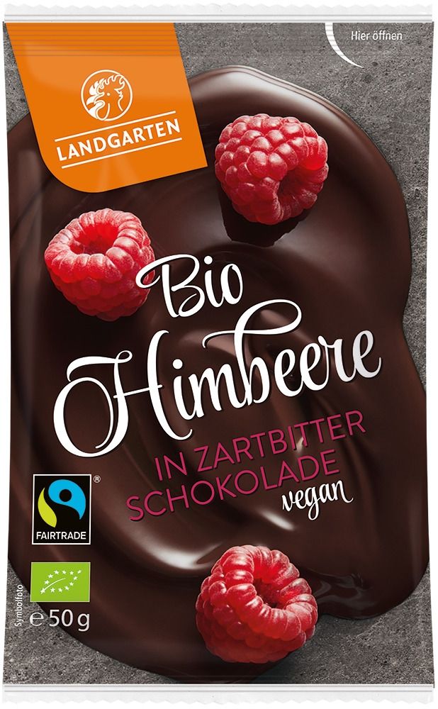 Landgarten - Bio Himbeere in Zartbitter Schokolade 10 Stück zu 50 g