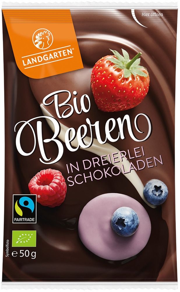 Landgarten - Bio Beeren in Dreierlei Schokolade 10 Stück zu 50 g