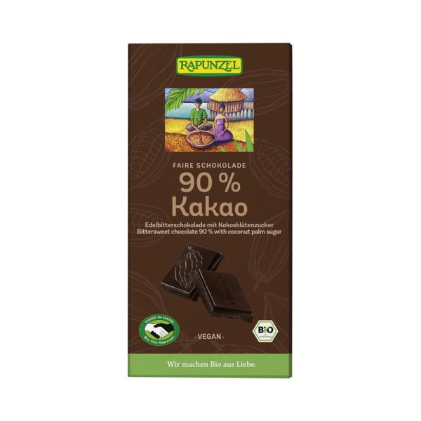 90% Kakao Edelbitterschokolade vegan Rapunzel